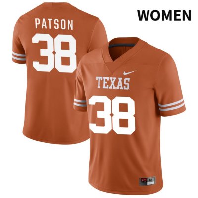 Texas Longhorns Women's #38 Remy Patson Authentic Orange NIL 2022 College Football Jersey MVC74P0U